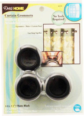 Curtain Grommets Matte Black 1" 8ct